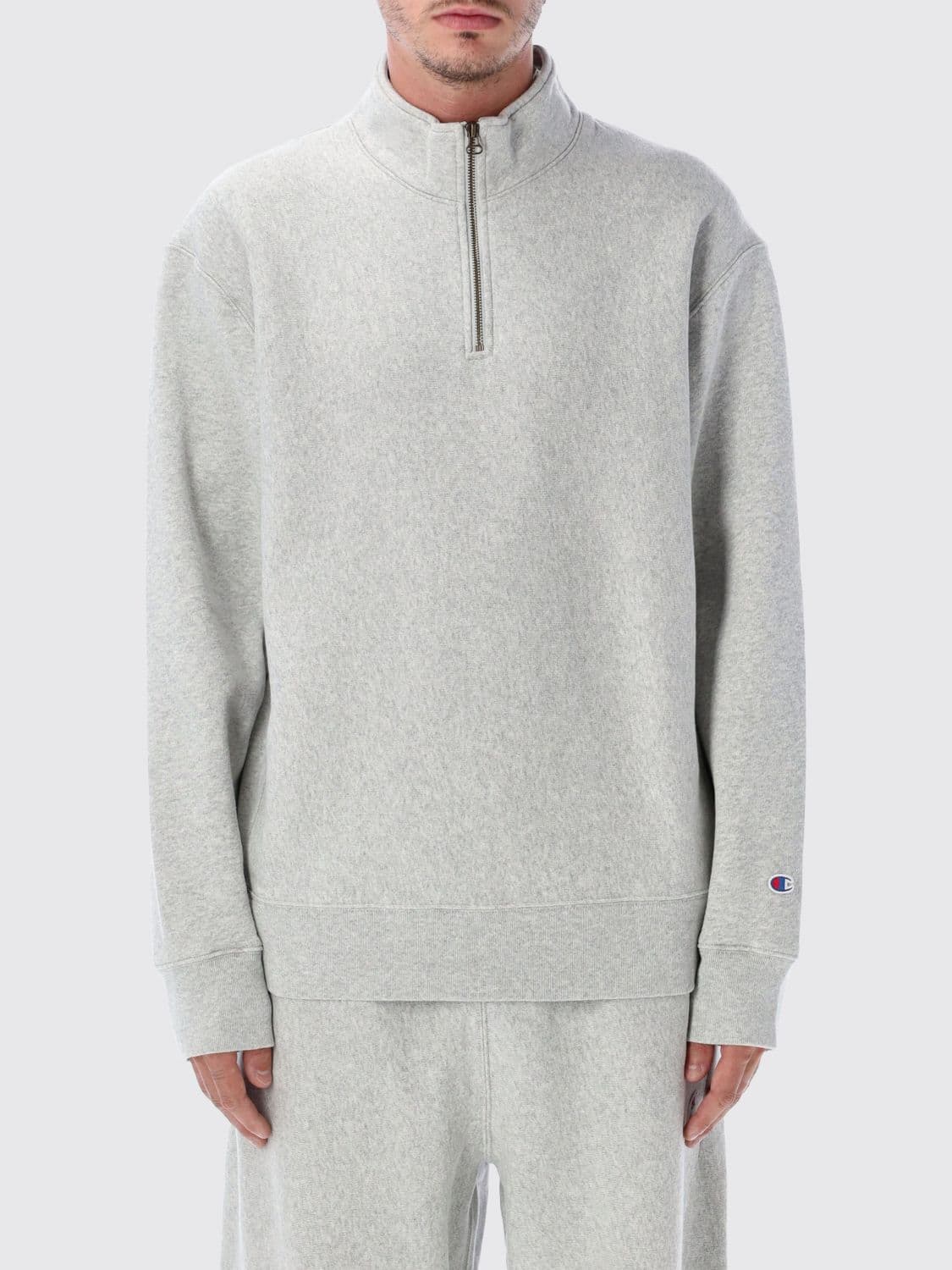 Champion High-Neck Half-Zip Cotton Blend Sweatshirt