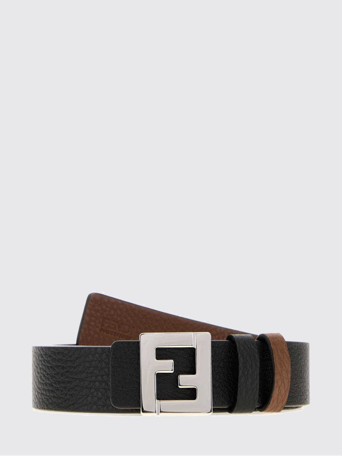 Fendi Reversible Smooth Leather Belt with FF Monogram Interlocking Buckle