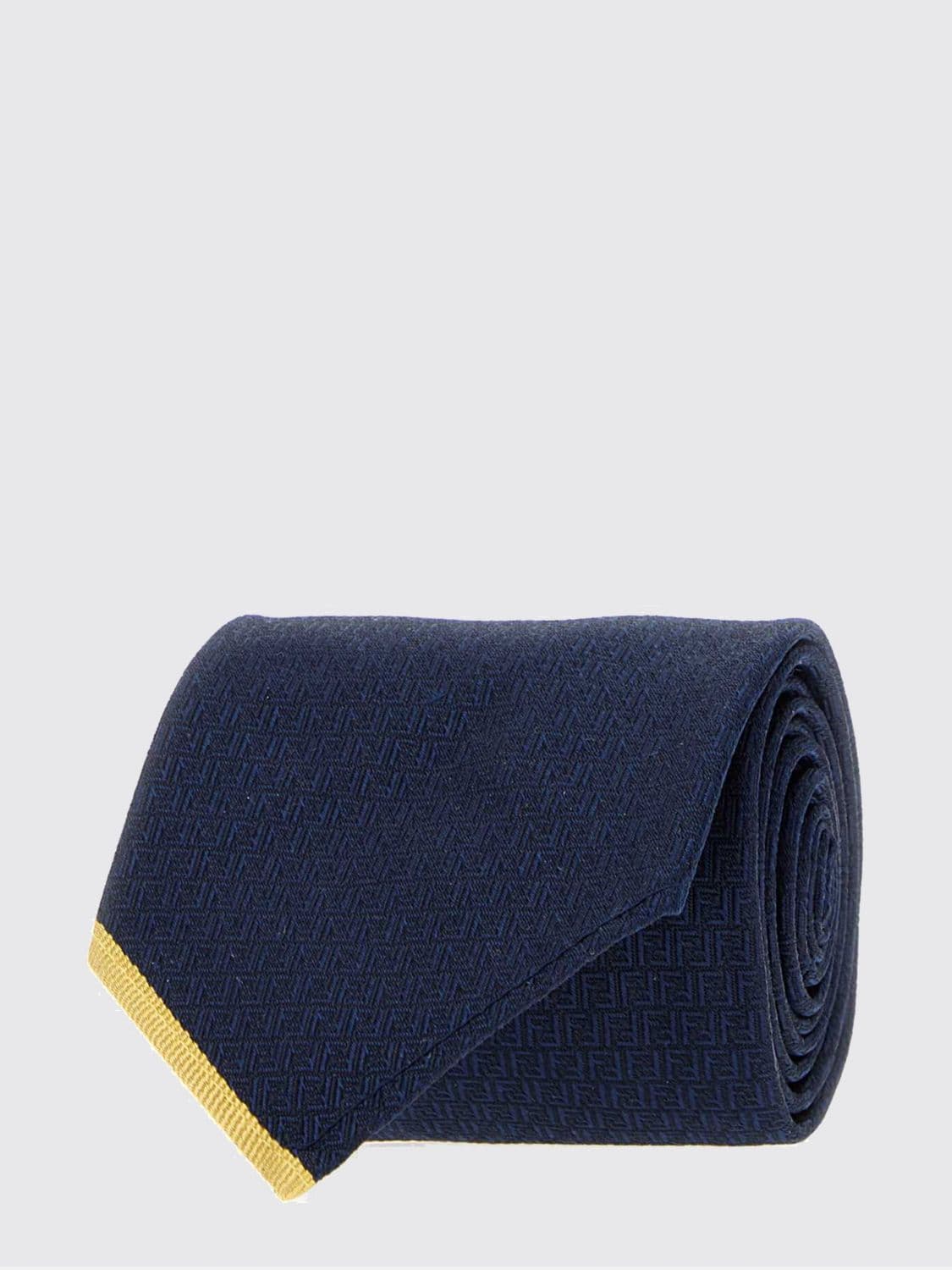 Fendi FF Monogram Navy Blue Pure Silk Tie · OS