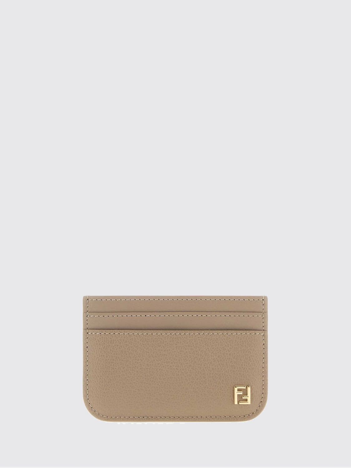 Fendi Calfskin Leather Card Holder with Gold-Tone FF Logo