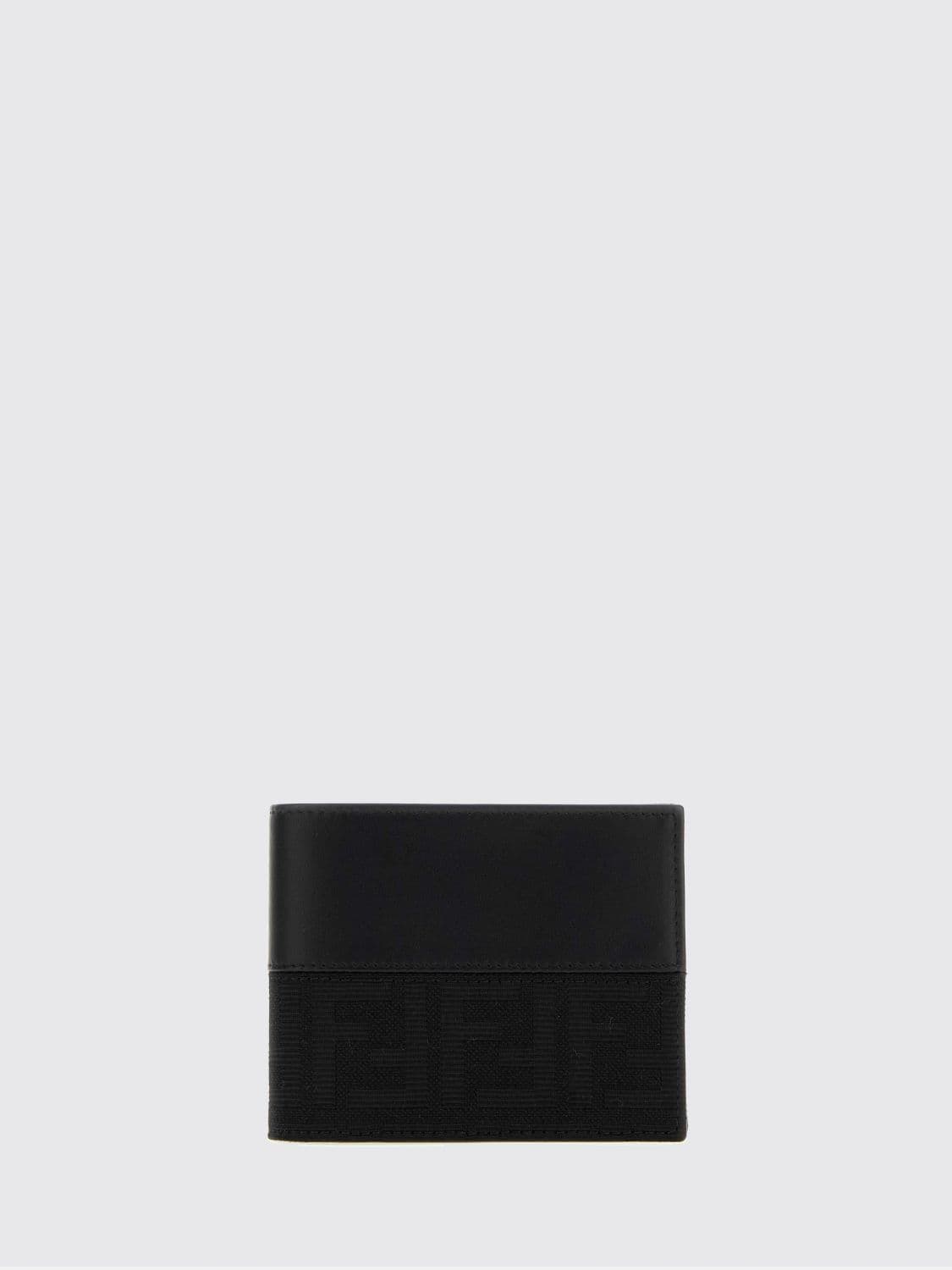 Fendi FF Jacquard Fabric Wallet with Coin Pocket and Leather Details