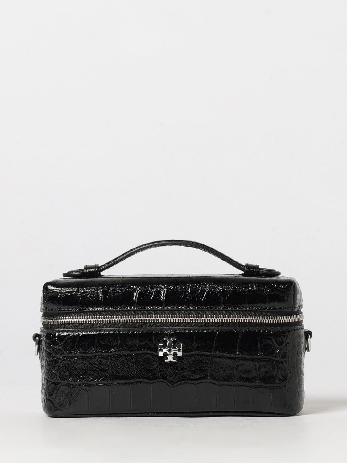 Tory Burch Charlie Croc-Embossed Leather Mini Bag with Double T Logo · OS