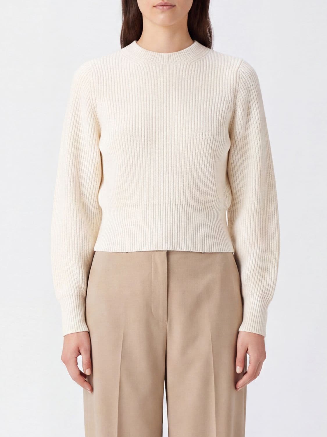 Federica Tosi Wool and Cashmere Blend Crewneck Jumper with Long Sleeves