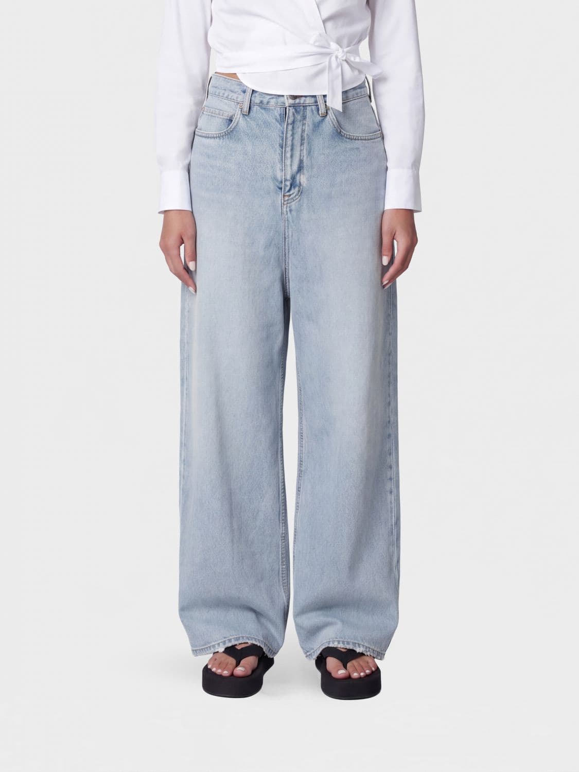 Balenciaga High-Waisted Wide-Leg Jeans in Cotton Denim
