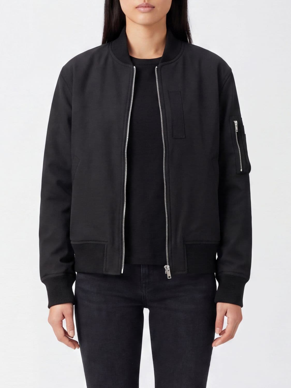Semicouture Wool Blend Bomber Jacket with Elasticated Collar