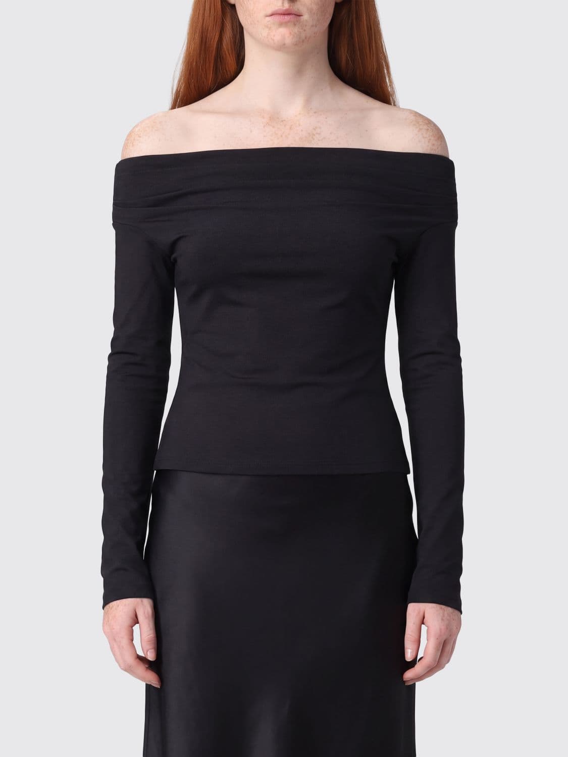 The Andamane Long-Sleeved Jersey Top with a Straight Neckline