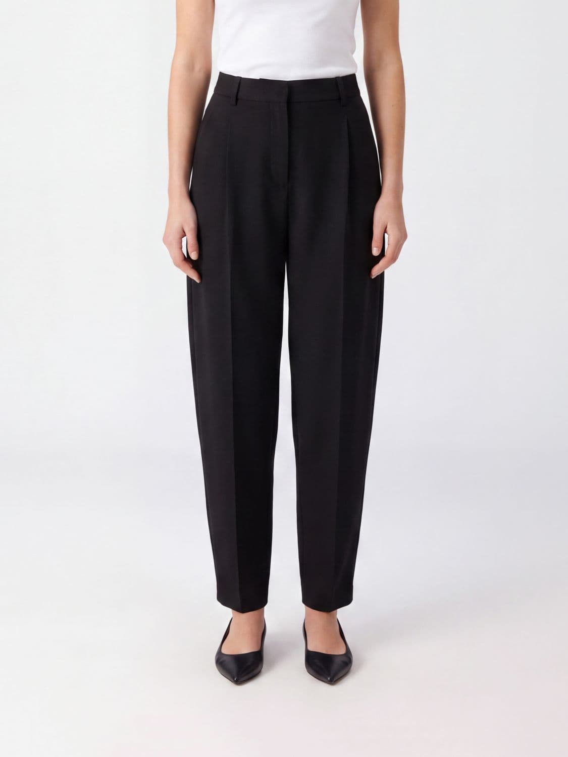The Andamane Tracy High-Waisted Wide-Leg Wool Trousers