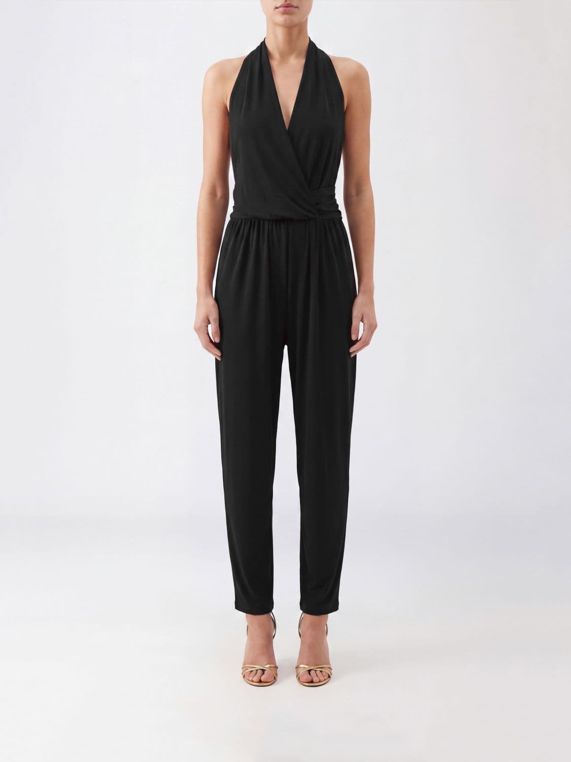 The Andamane Draped Off-The-Shoulder Jumpsuit with V-Neck