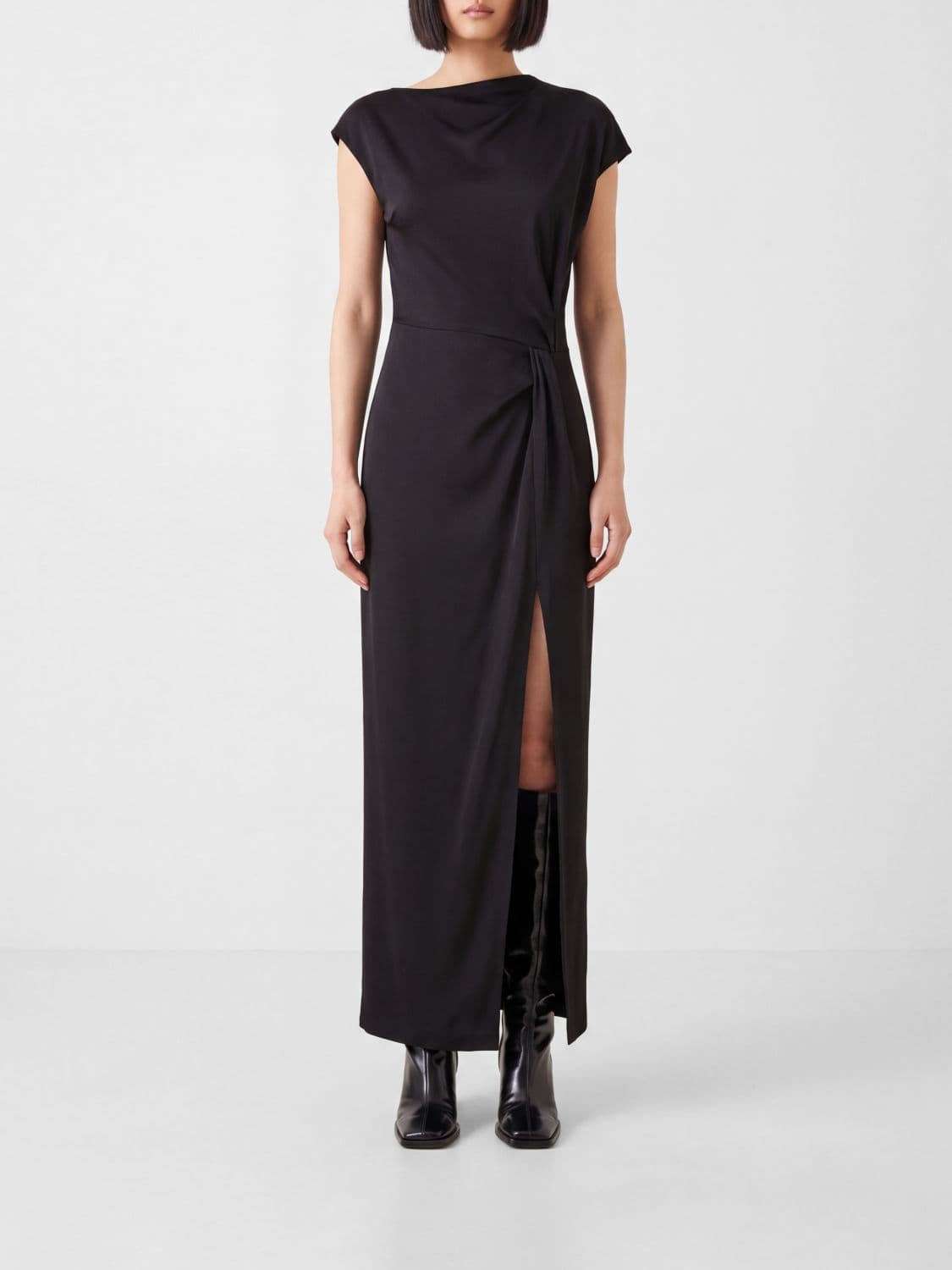 Federica Tosi Draped Asymmetric Satin Midi Evening Dress