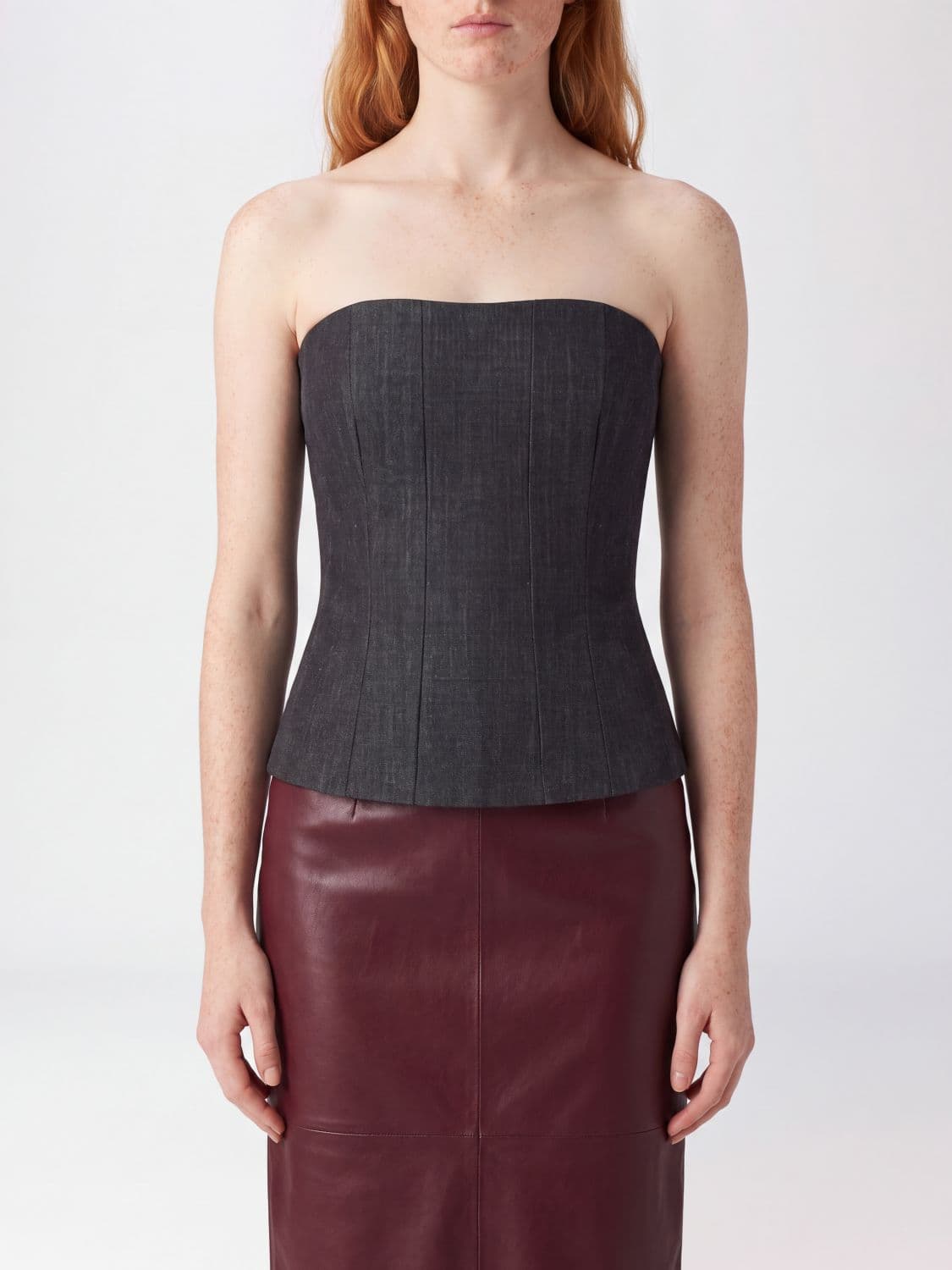 Federica Tosi Off-the-Shoulder Cady Bustier Top with Straight Neckline · 40