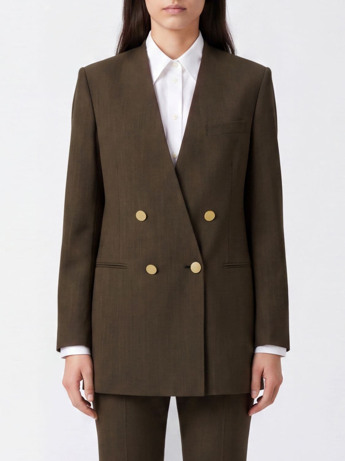 Alberta Ferretti Military-Style Double-Breasted Wool Blend Blazer