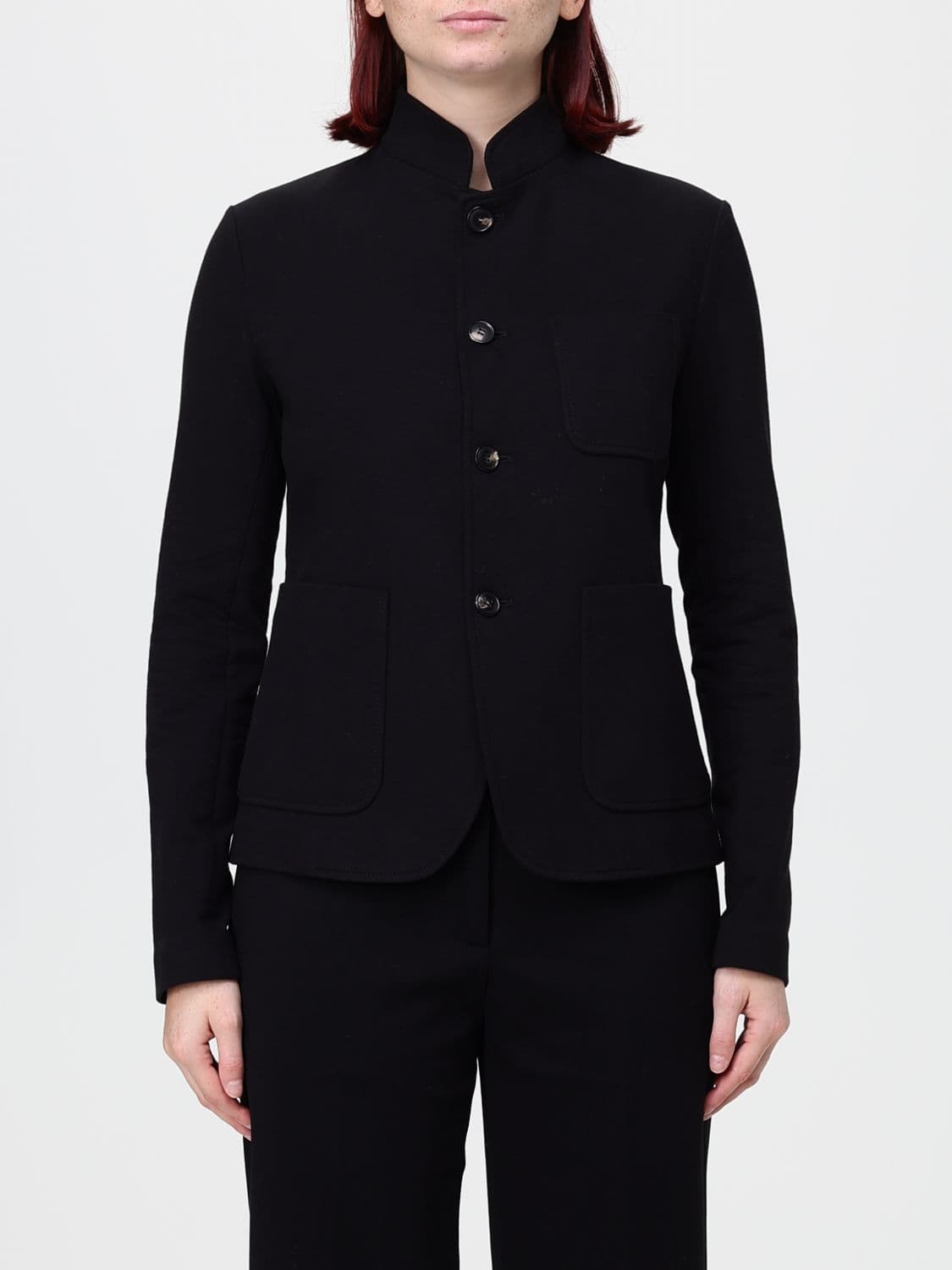 Circolo 1901 Cropped Viscose Blazer with Mandarin Collar