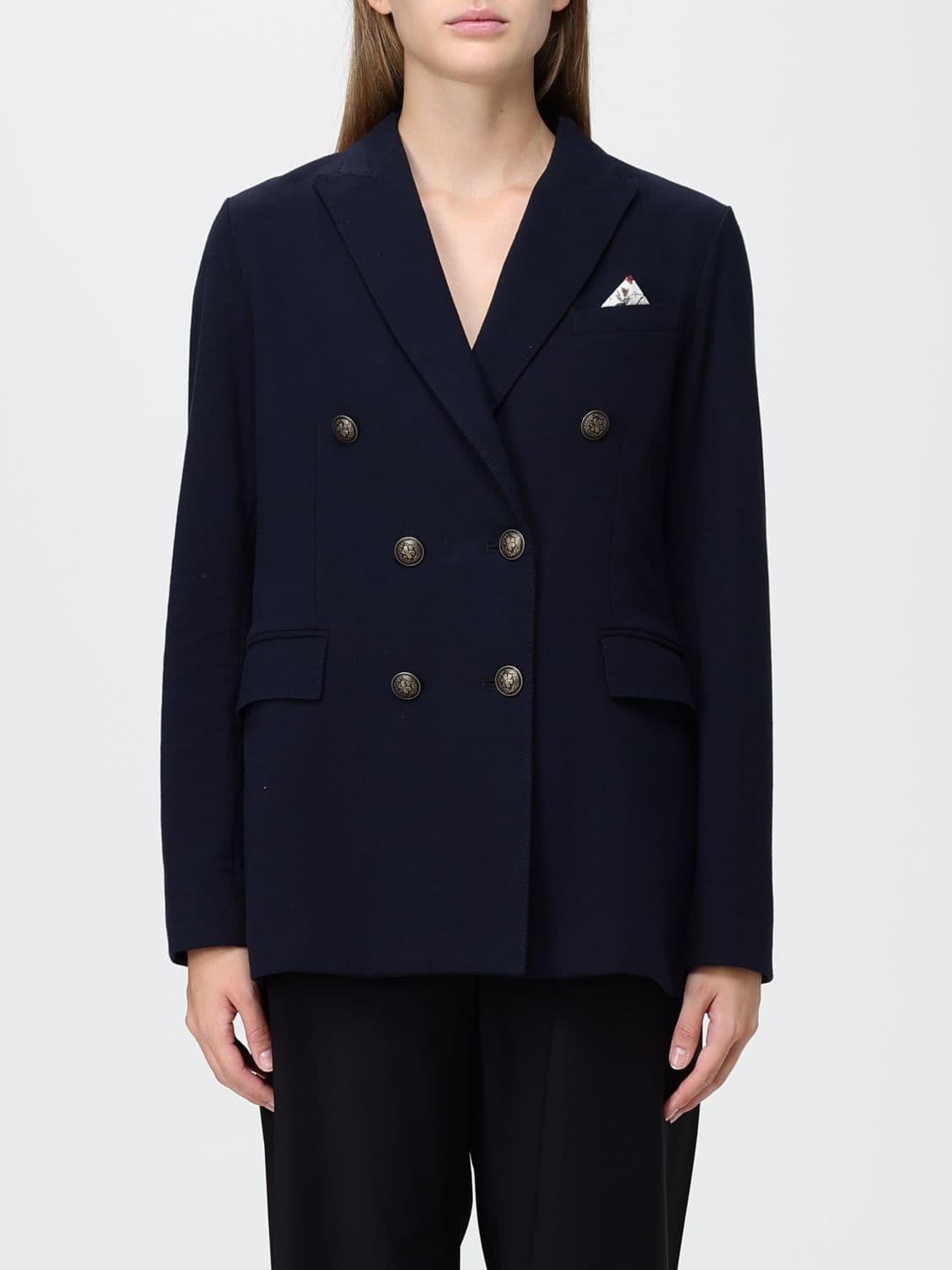 Circolo 1901 Double-Breasted Cotton Blazer with Metallic Buttons