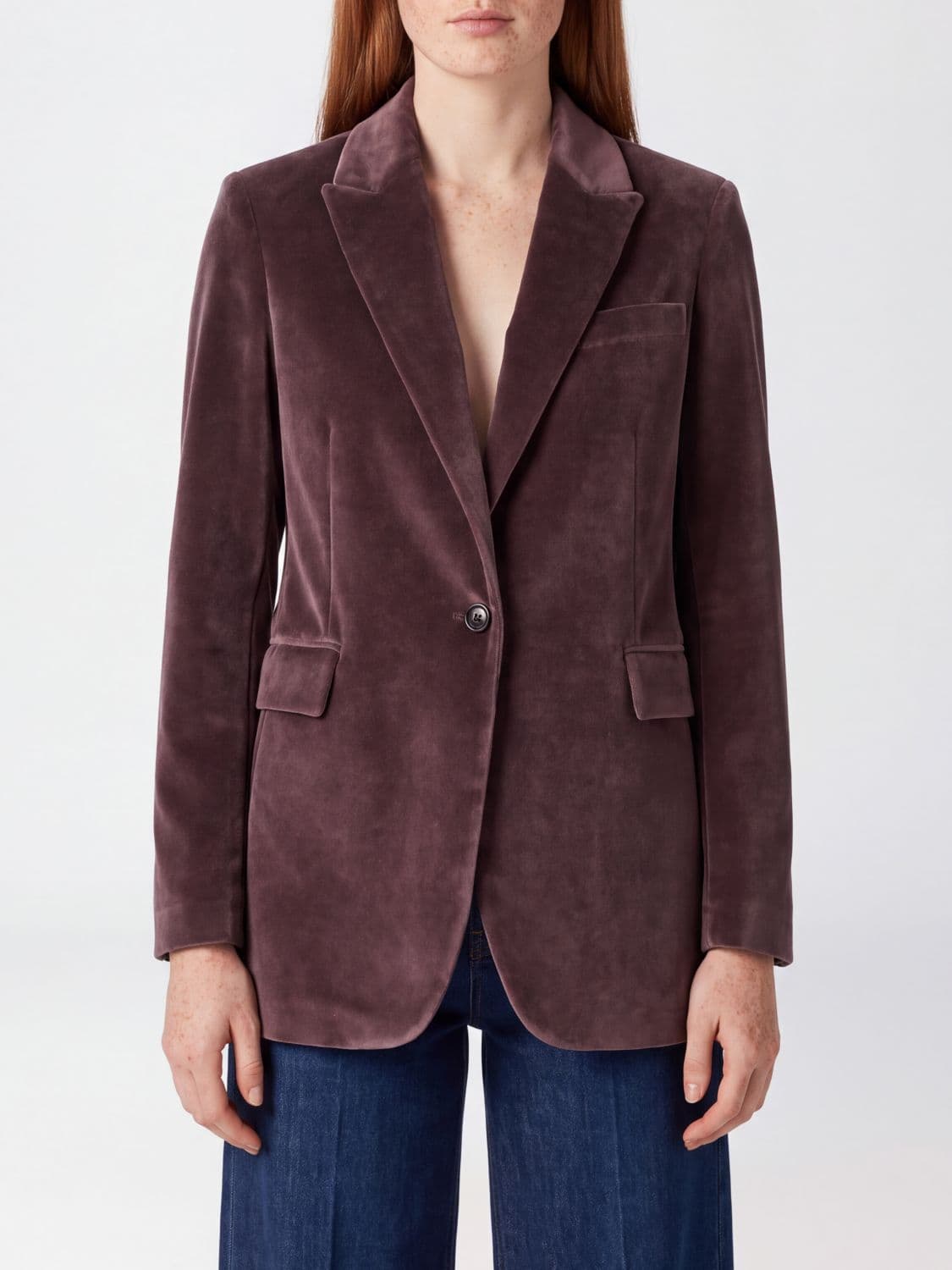 Circolo 1901 Single-Breasted Velvet Blazer with Peak Lapels