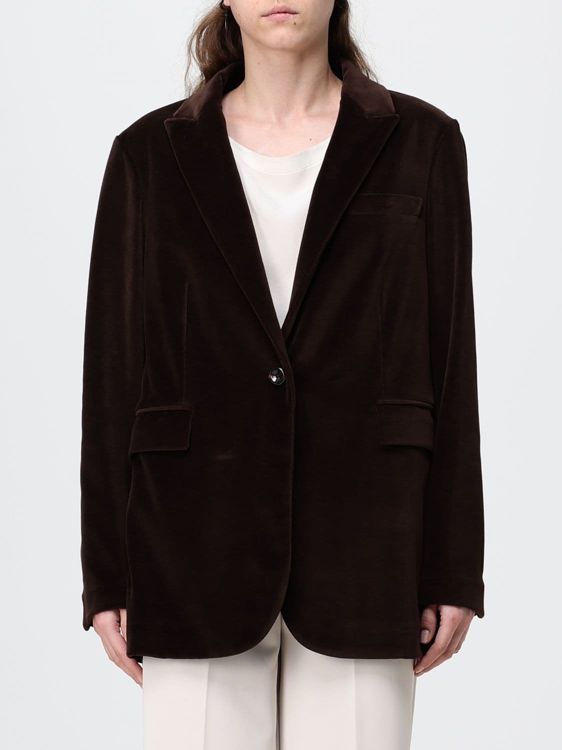 Circolo 1901 Single-Breasted Velvet Blazer with Peak Lapels