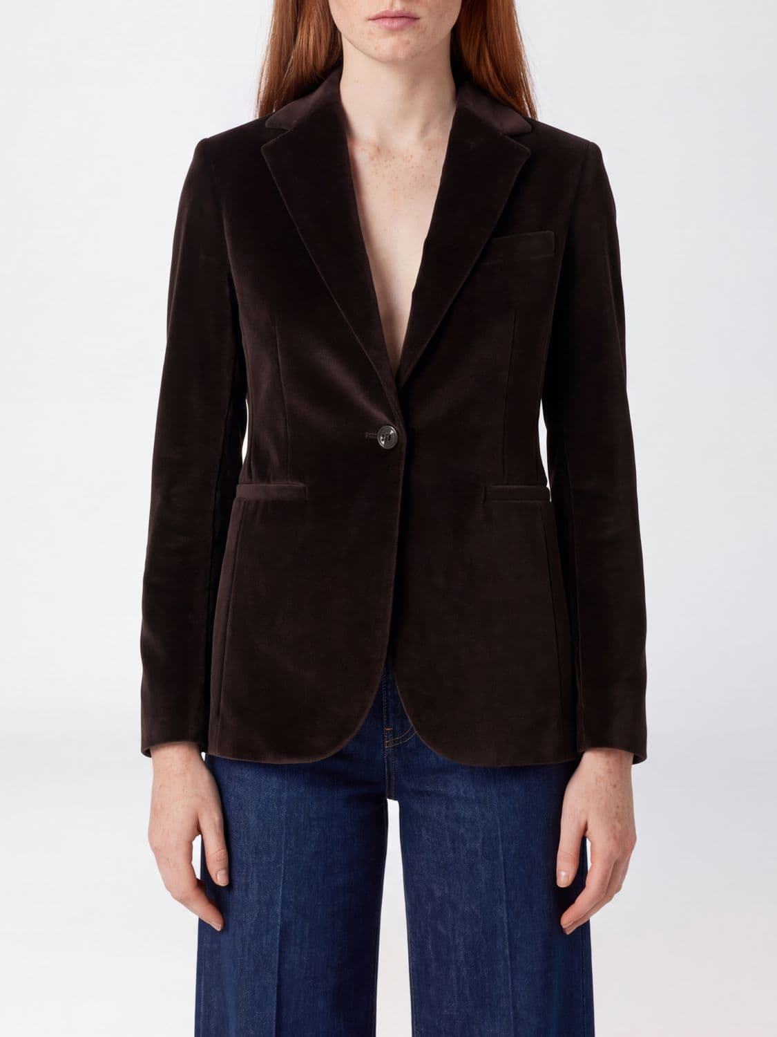 Circolo 1901 Single-Breasted Velvet Blazer with Slit Pockets