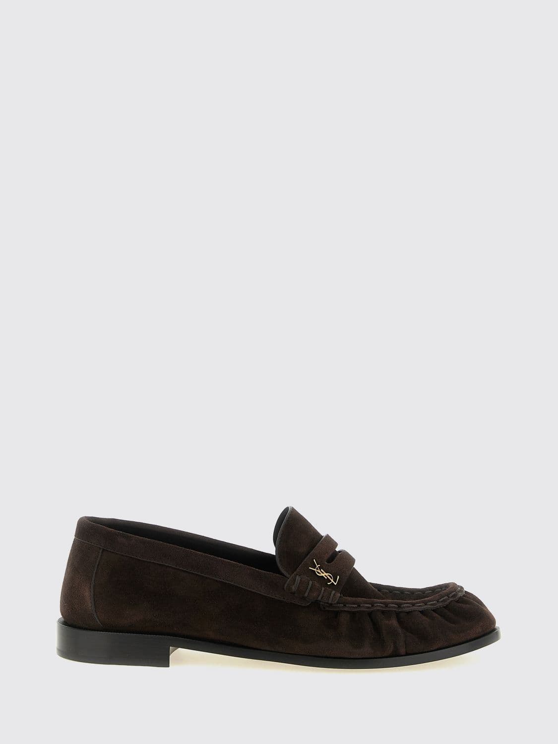 Saint Laurent Le Loafer Suede Penny Loafers with YSL Monogram