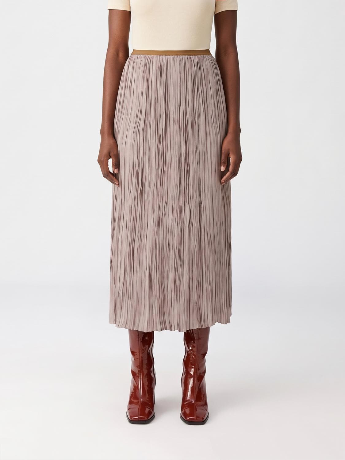 Roberto Collina High-Waisted Pleated Crêpe Midi Skirt