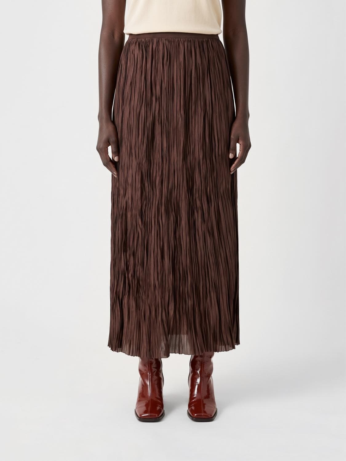 Roberto Collina High-Waisted Pleated Crêpe Midi Skirt