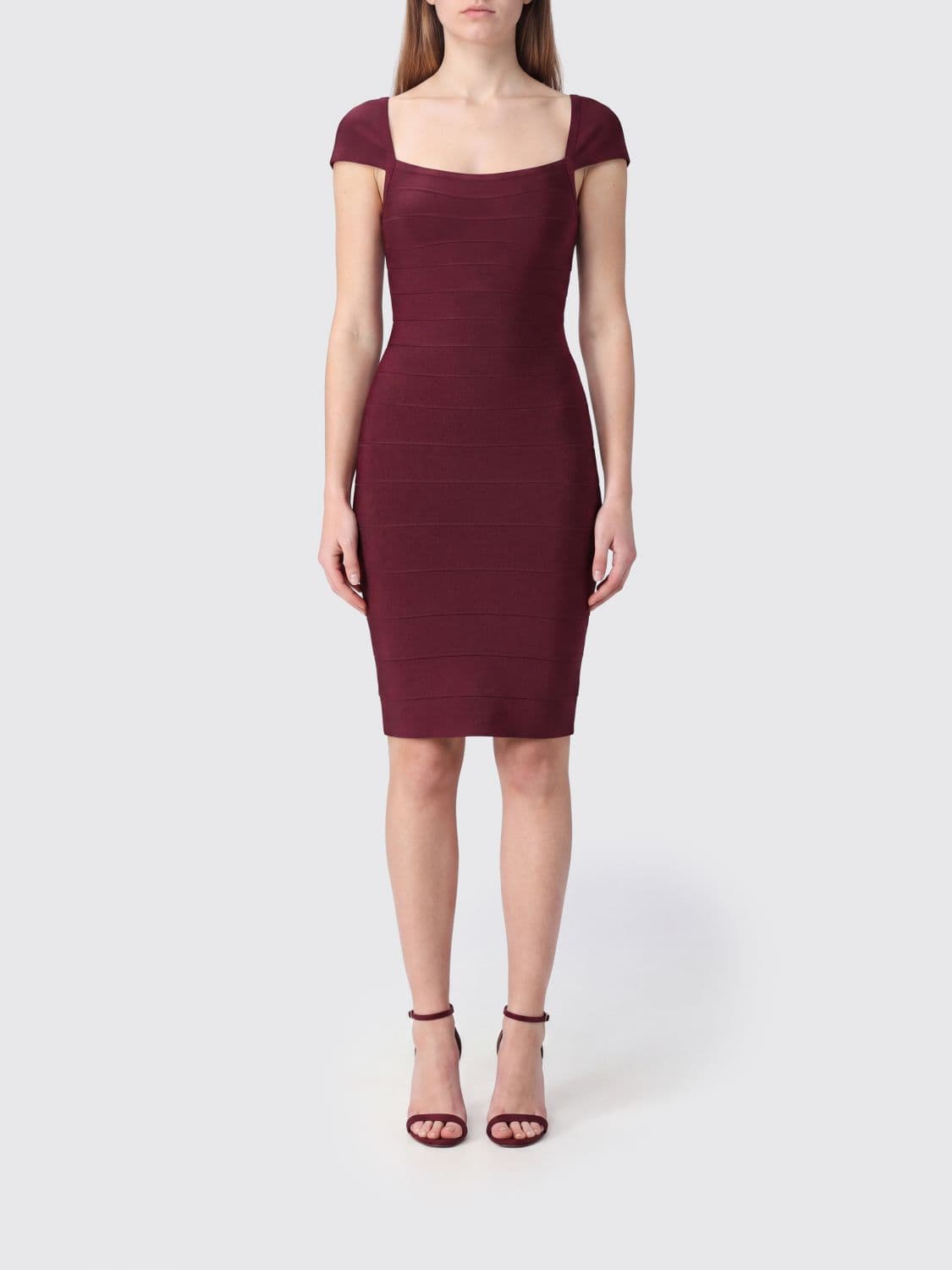Rotate Slim Fit Recycled Jersey Sheath Mini Dress with Square Neckline