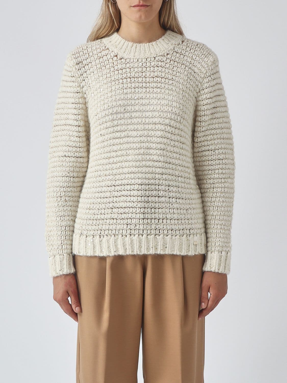 Herno Crewneck Alpaca Wool Blend Jumper with Ribbed Trims