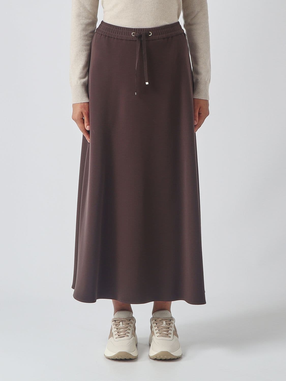Herno A-Line Midi Skirt in Jersey with High Elasticated Waist