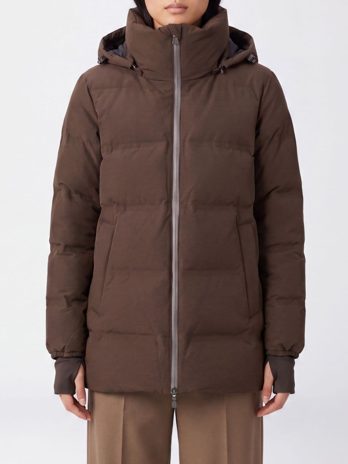 Herno A-Shape Short Down Jacket in Quilted Nylon with Removable Hood