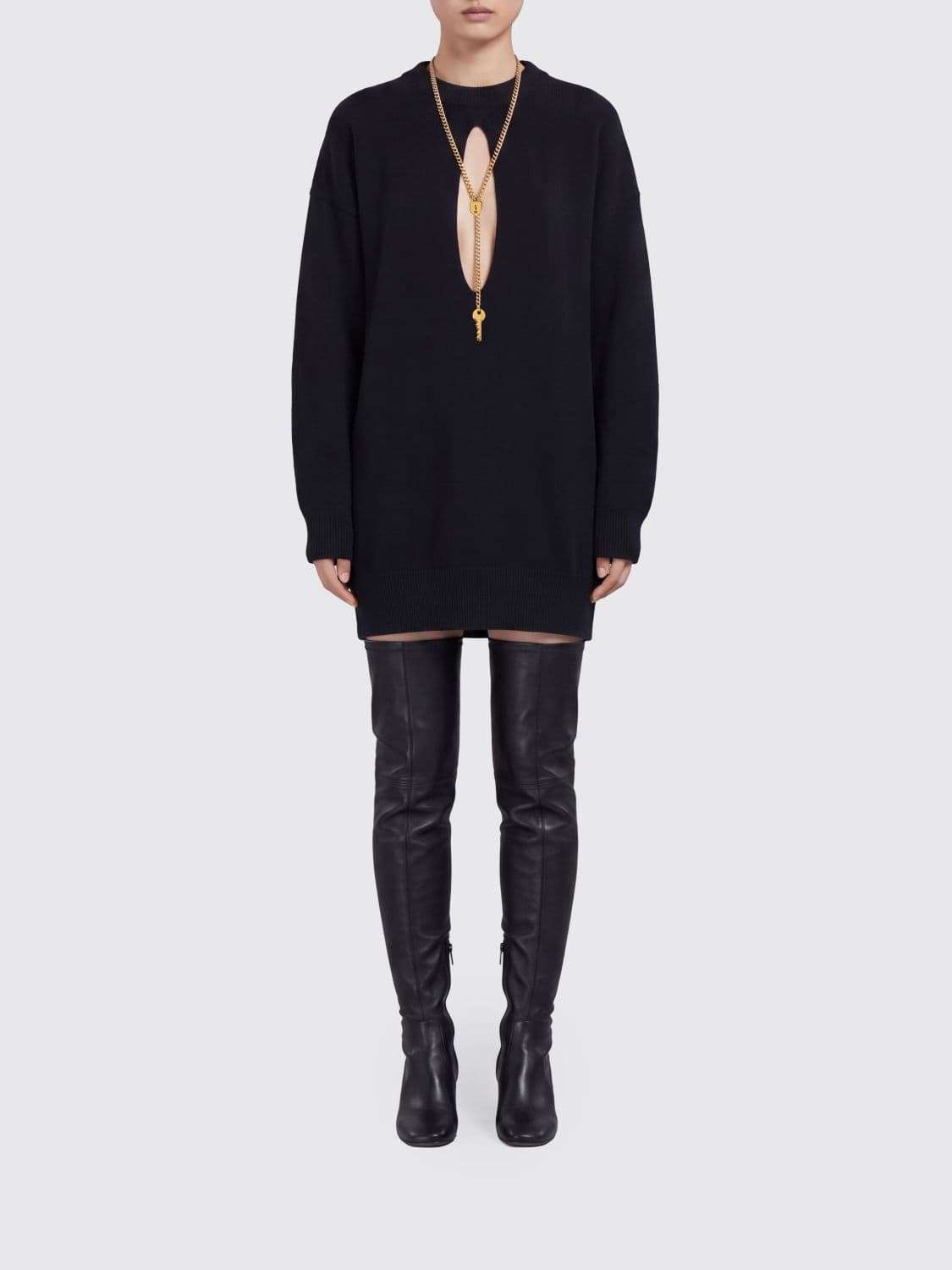 Elisabetta Franchi Jewelled Cut-Out Knit Mini Dress