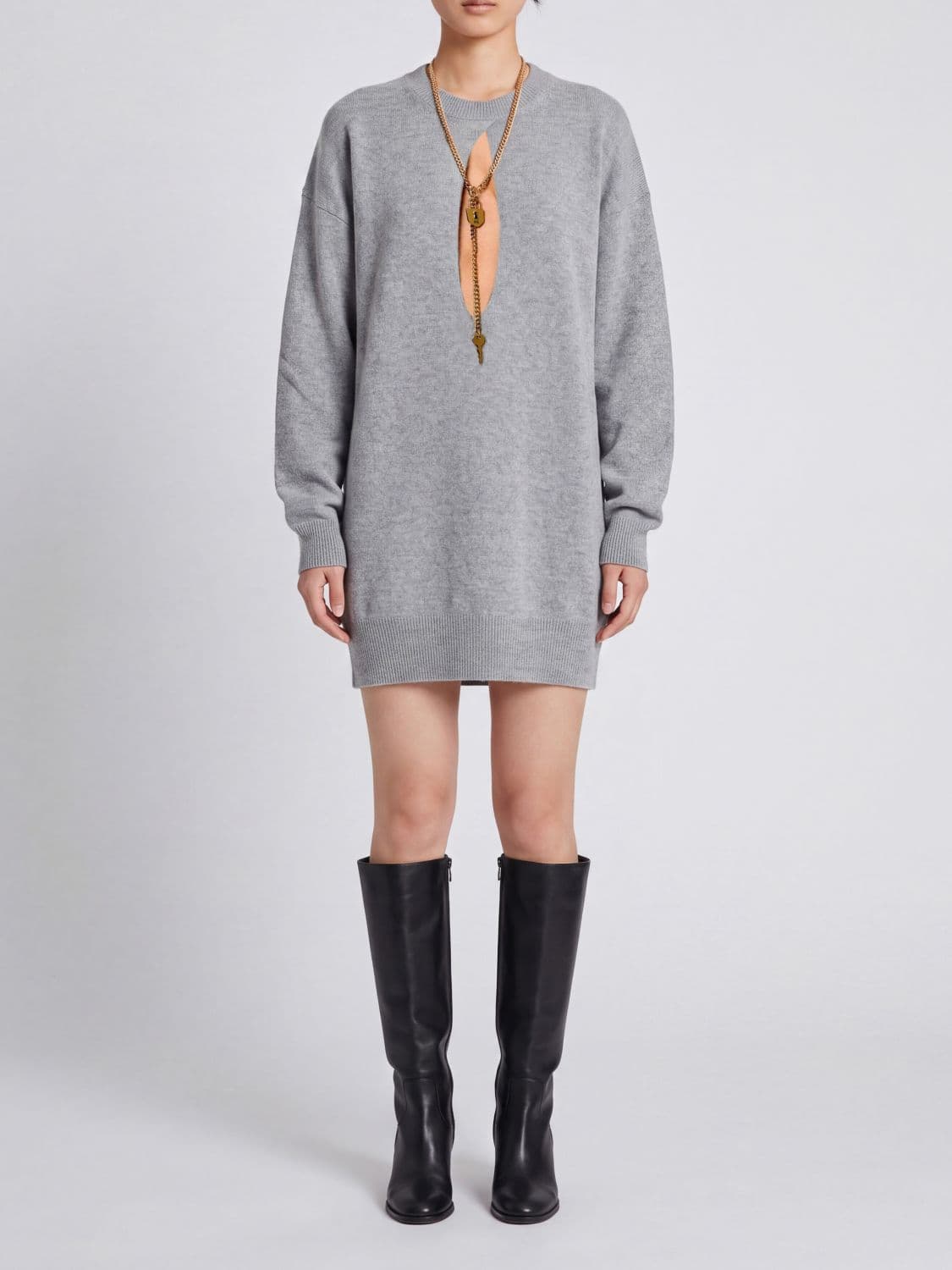Elisabetta Franchi Jewelled Cut-Out Knit Mini Dress