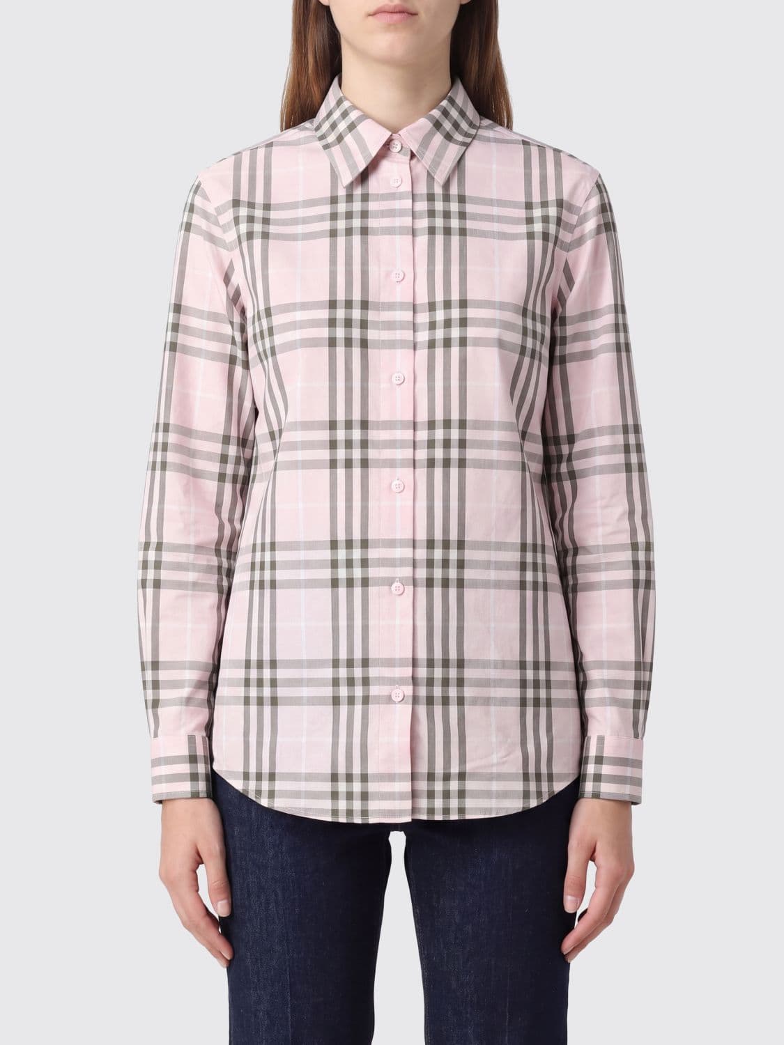 Burberry Long-Sleeved Cotton Shirt with Iconic Check Pattern
