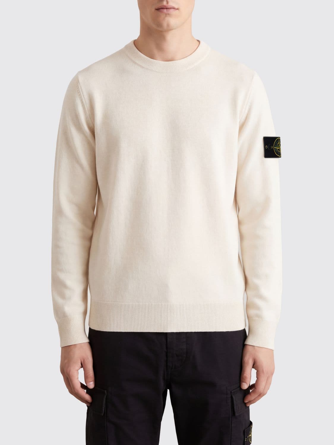 Stone Island Virgin Wool Crewneck Jumper with Compass Logo Patch