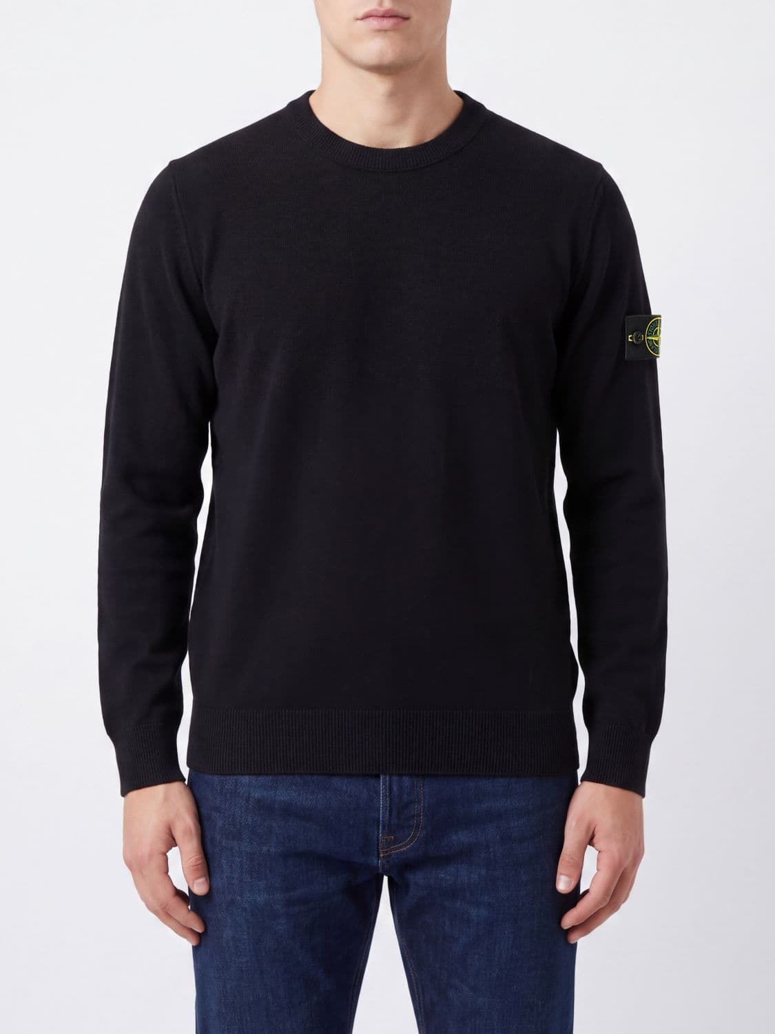 Stone Island Virgin Wool Crewneck Jumper with Compass Logo Patch