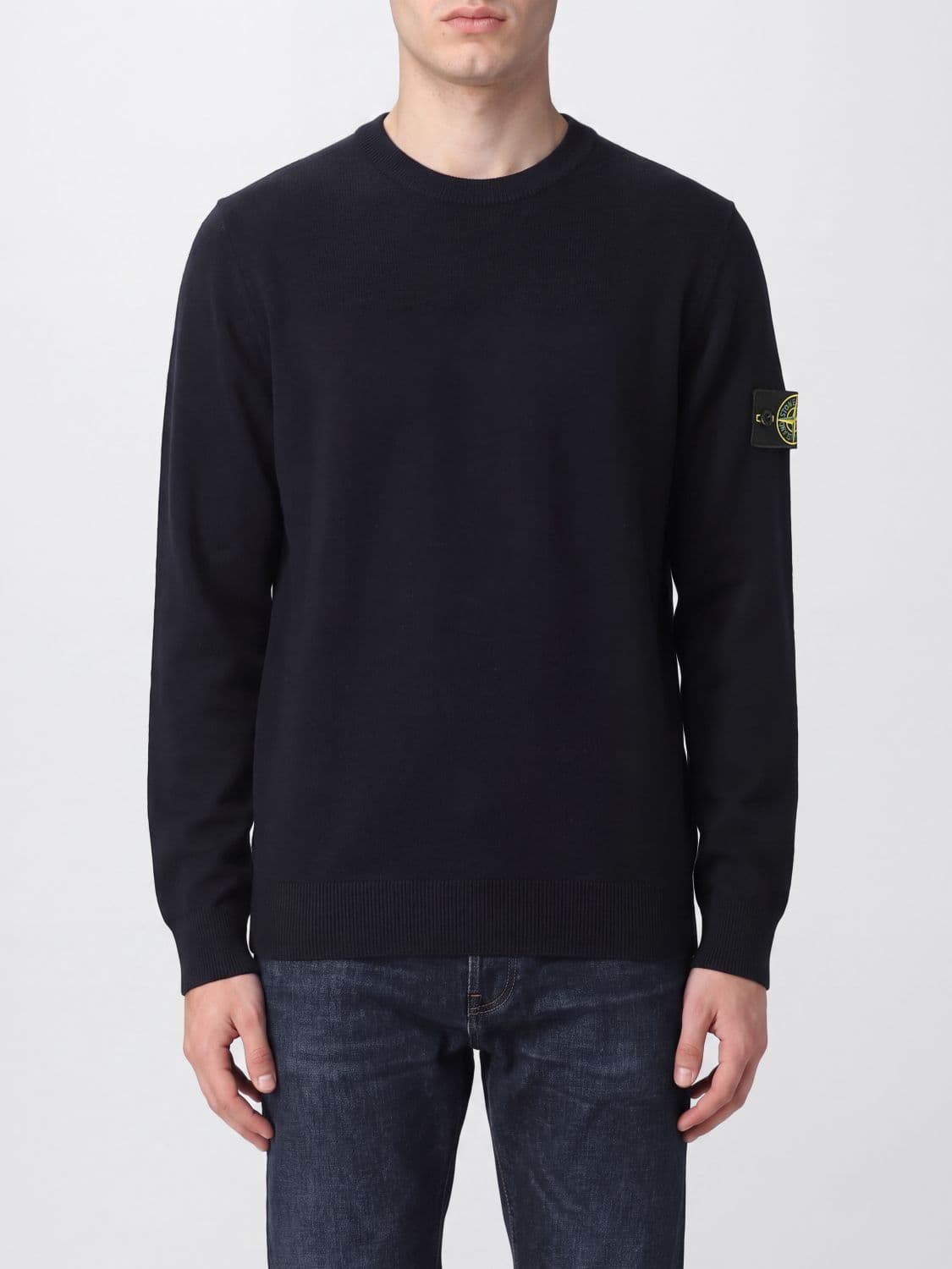 Stone Island Virgin Wool Crewneck Jumper with Compass Logo Patch