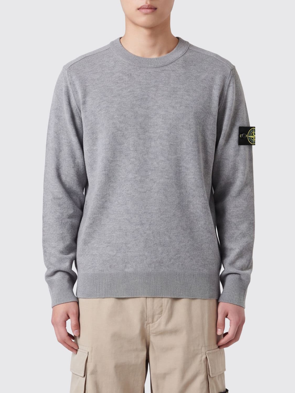 Stone Island Virgin Wool Crewneck Jumper with Compass Logo Patch