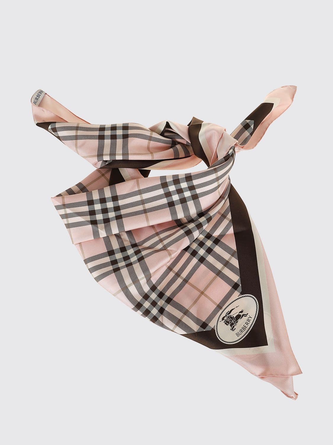 Burberry Vintage Check and EKD Logo Print Silk Square Scarf