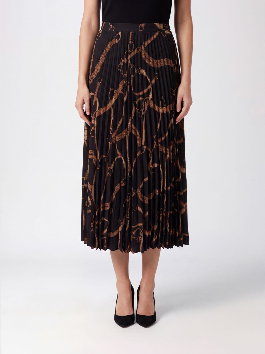 Lauren Ralph Lauren Graphic Print Pleated Crêpe Midi Skirt
