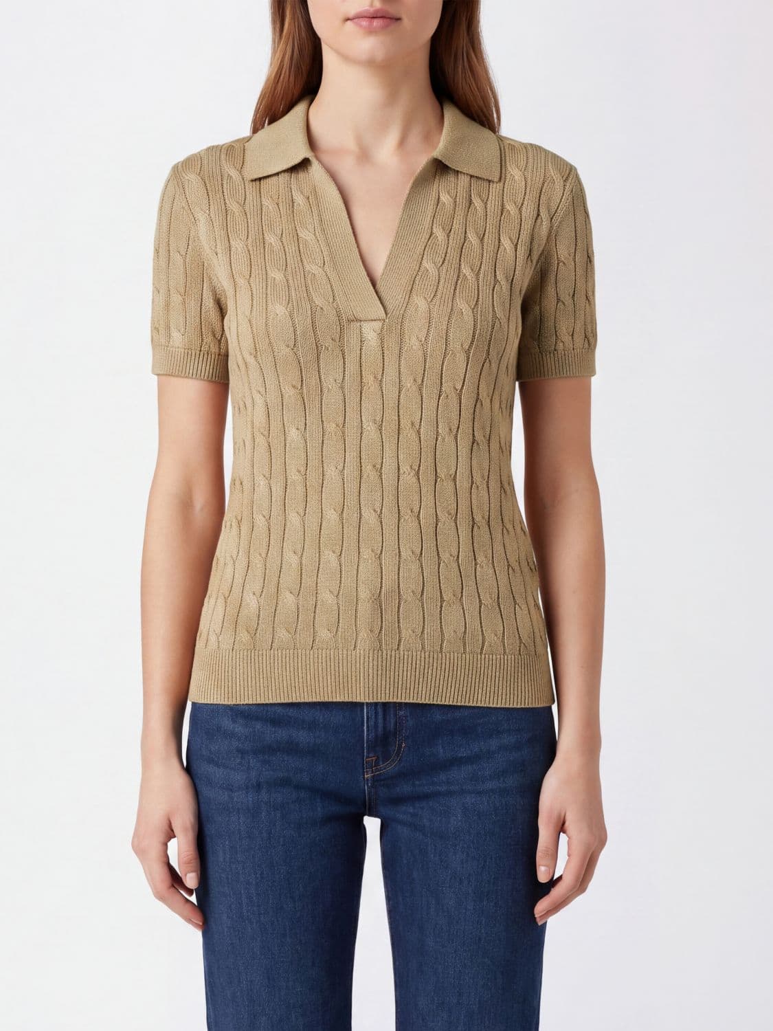 Lauren Ralph Lauren Slim Fit V-Neck Cotton-Blend Knit Polo