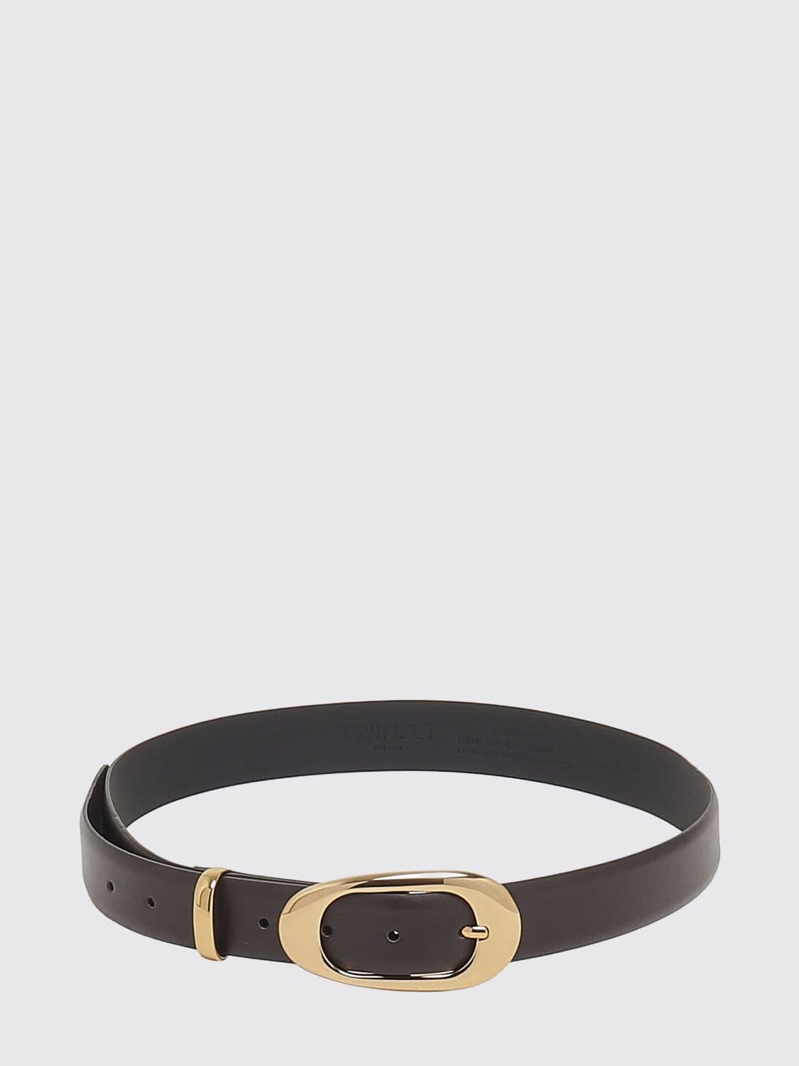 Twinset Smooth Cowhide Leather Belt with Embossed Logo and Buckle