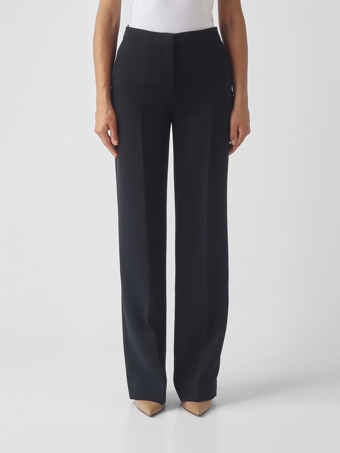 Twinset High-Waisted Straight Trousers in a Tailored Crêpe Design