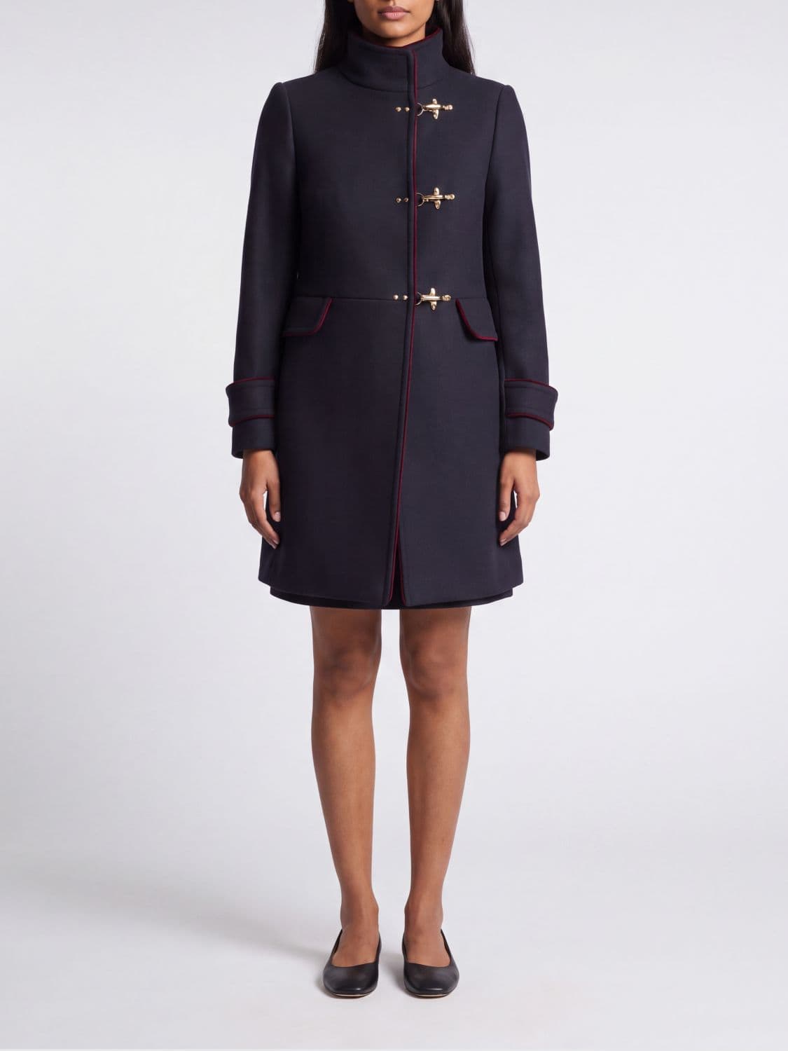 Fay Virginia Single-Breasted Knee-Length Coat in Wool and Cashmere Blend