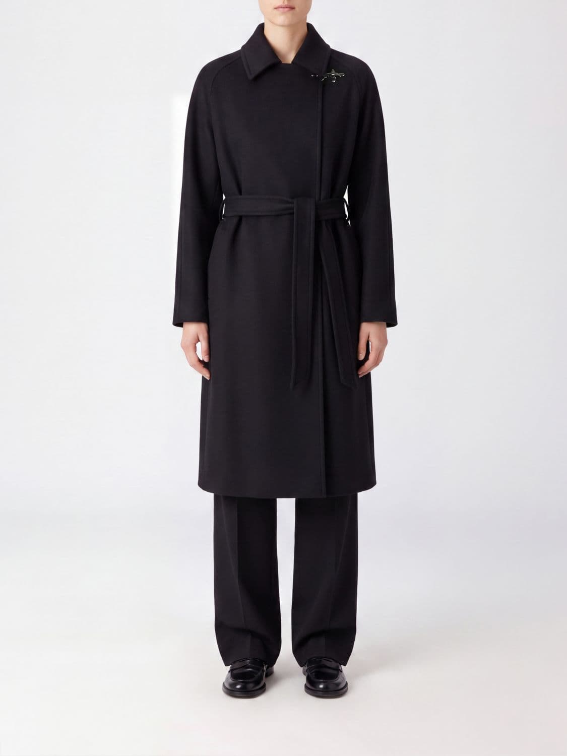 Fay Long Double-Breasted Wool and Cashmere Coat with Belt and Toggles