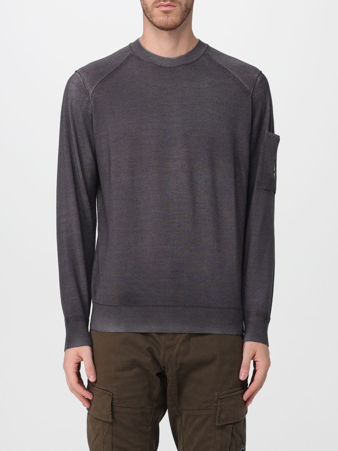 C.p. Company C. P. COMPANY Wool Crewneck Jumper with Long Sleeves and Patch Pocket