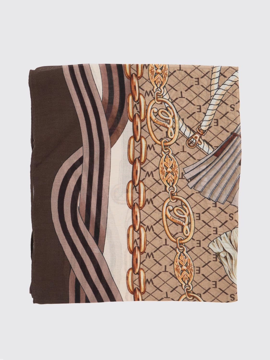 Twinset Square Modal Foulard with All-Over Graphic and Logo Print · OS