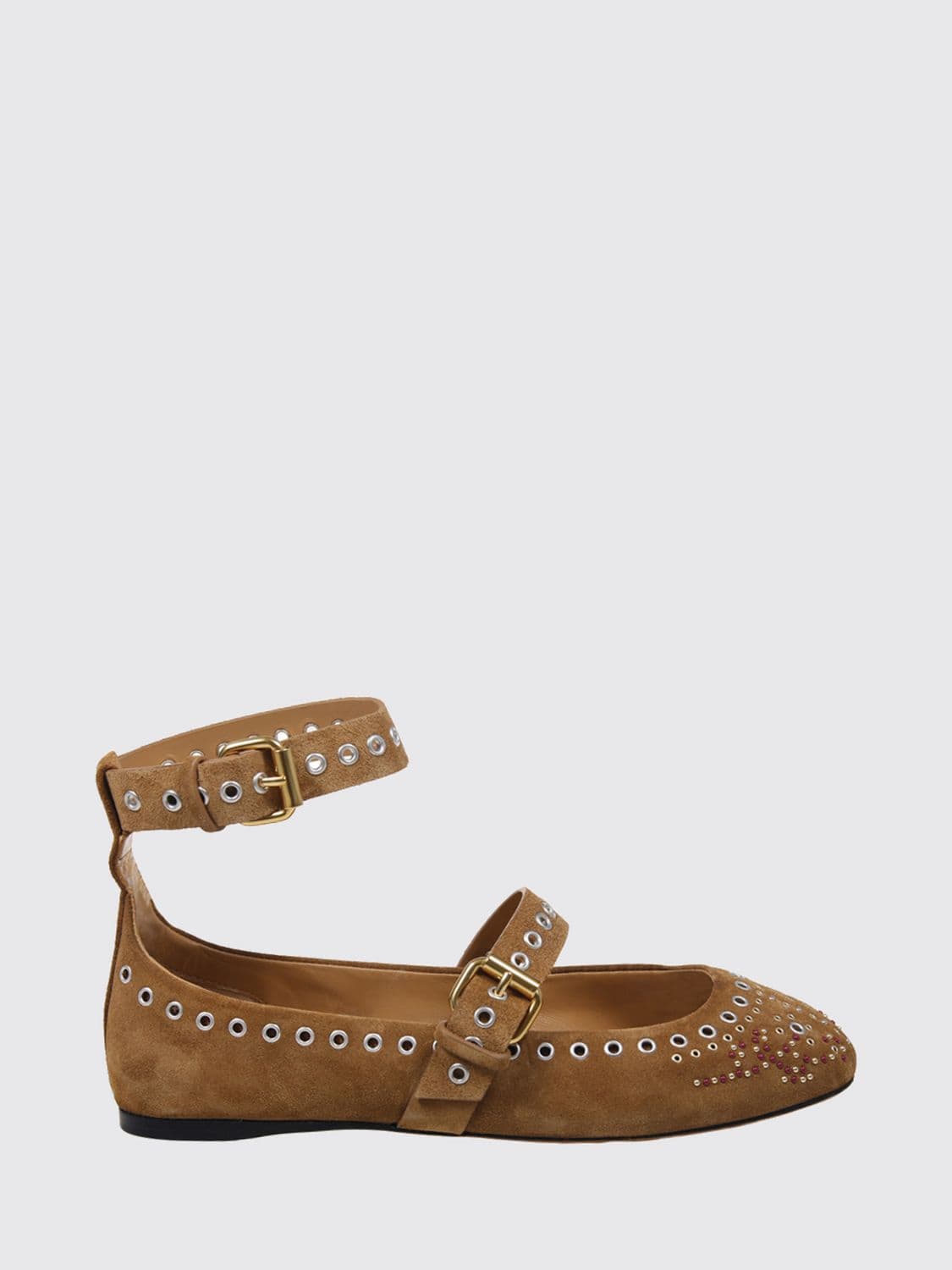Isabel Marant Ylza Suede Mary Jane Flats with Studs and Eyelets