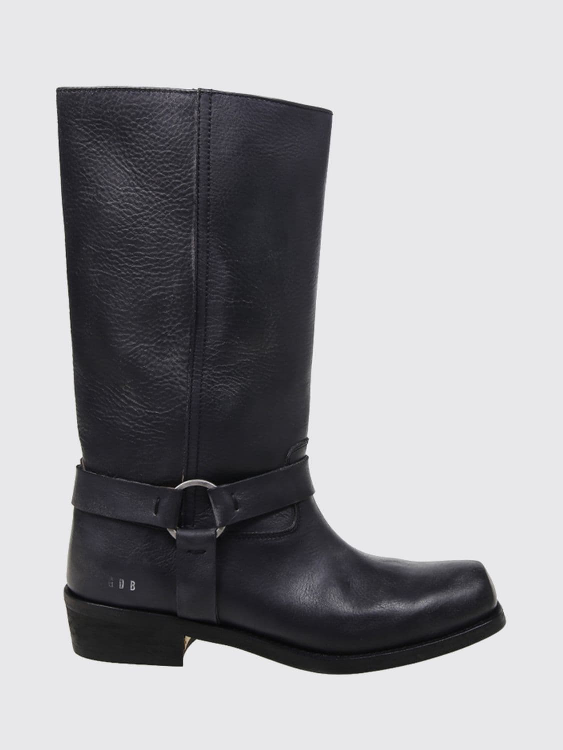 Golden Goose Square Toe Leather Western Boots with a Low Cuban Heel