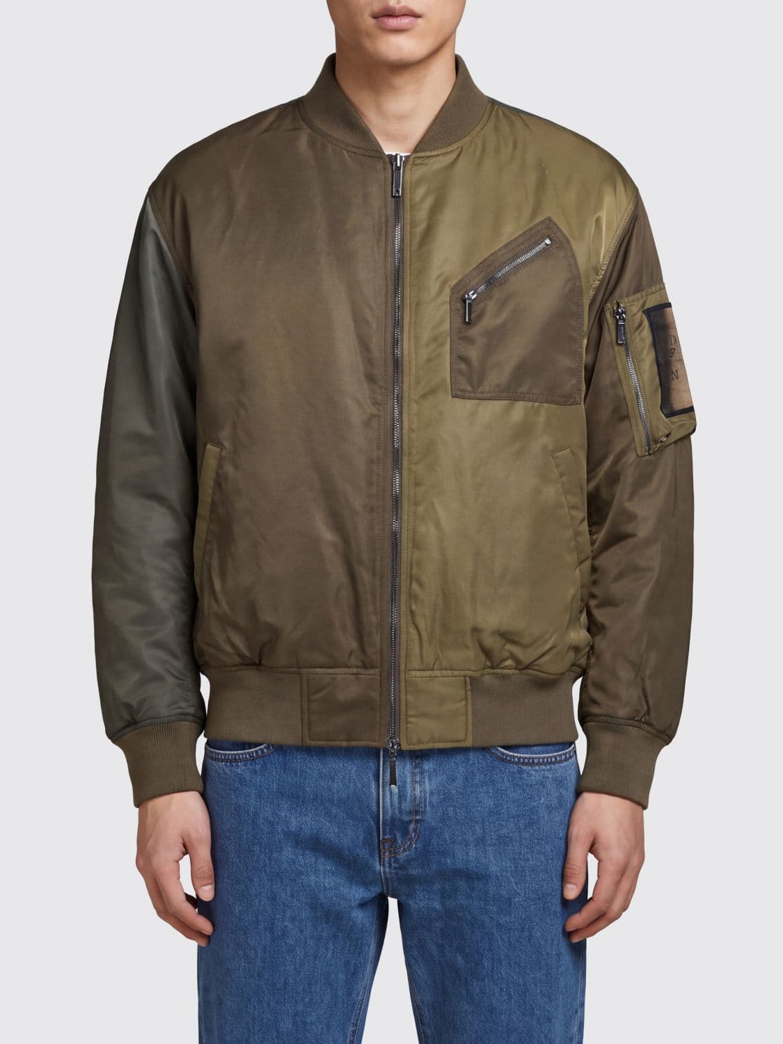 Emporio Armani Lightweight Nylon Bomber Jacket with Zip Closure