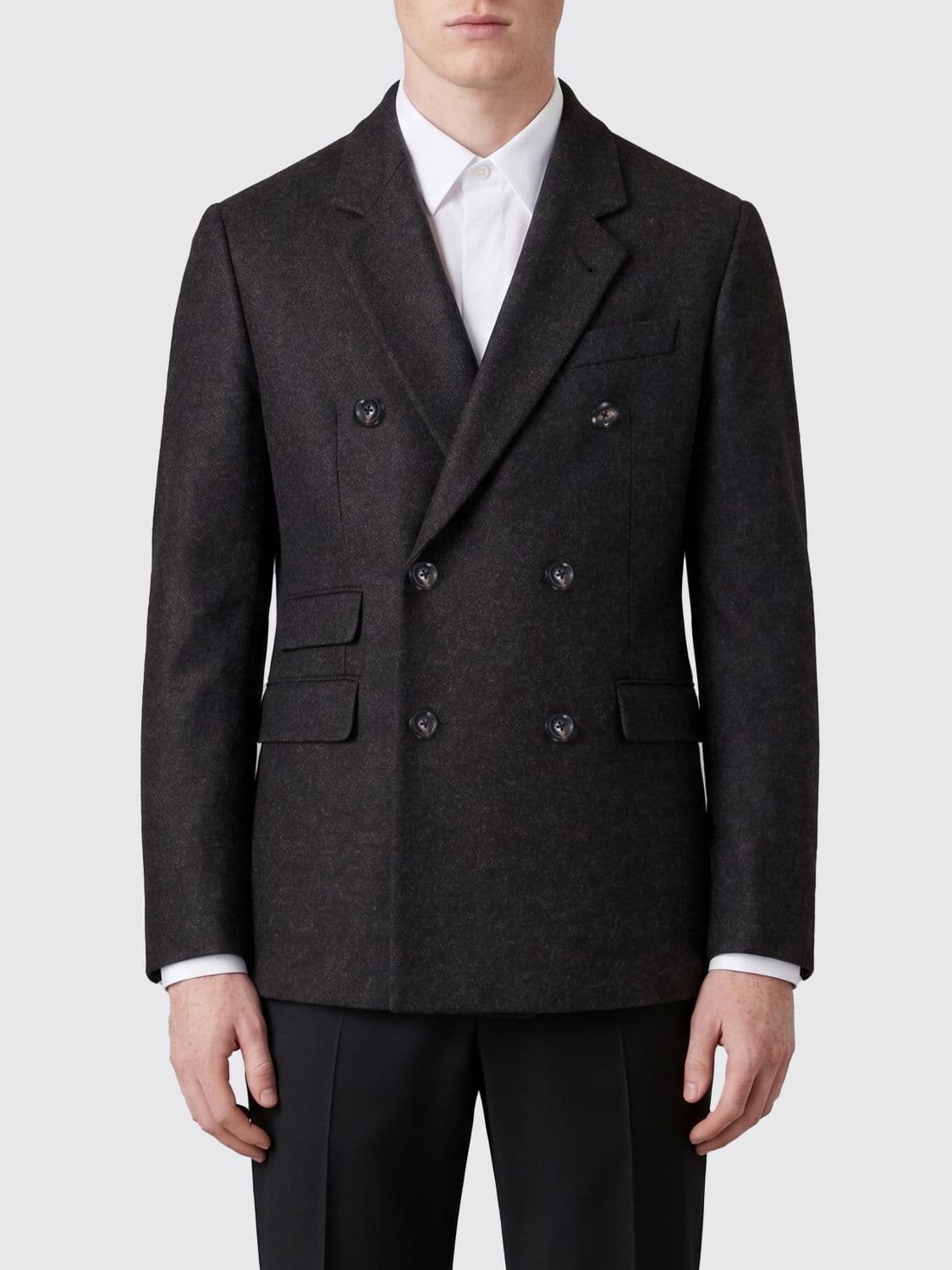 Emporio Armani Double-Breasted Short Coat in Wool Blend