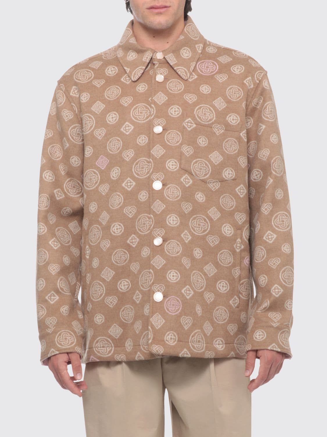 Casablanca Virgin Wool Shirt Jacket with Contrasting Logo