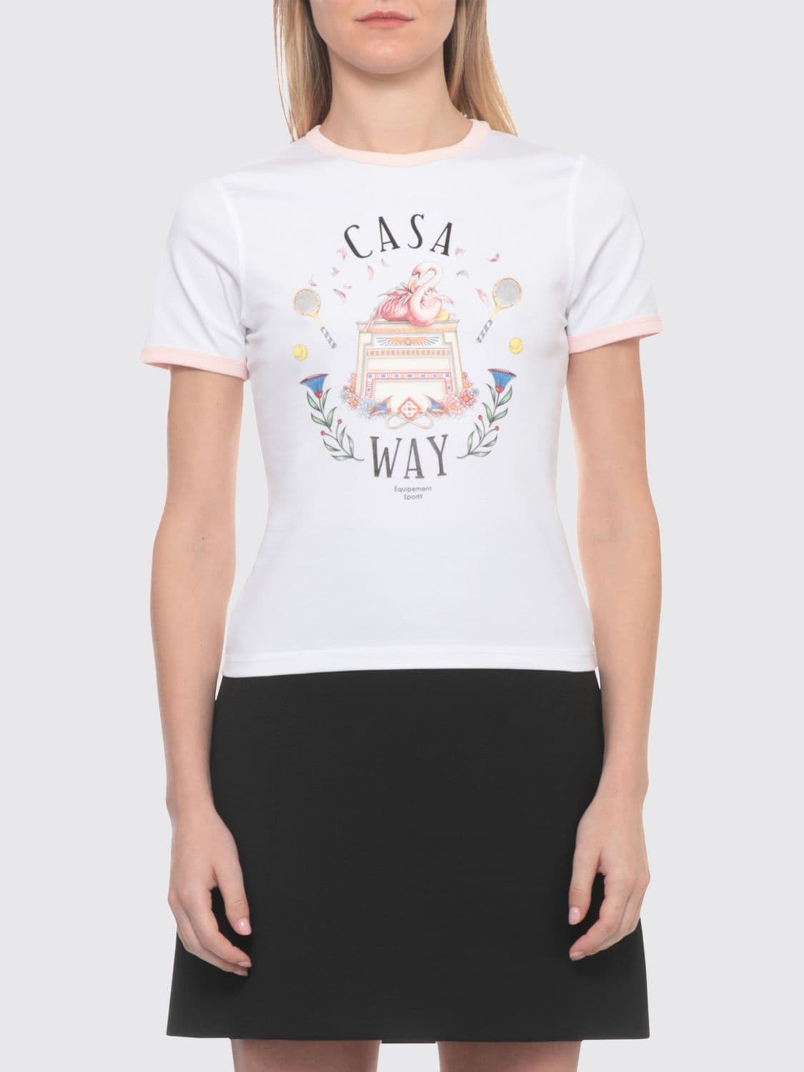 Casablanca Slim Fit Cotton T-Shirt with Graphic Print and Contrast Trims