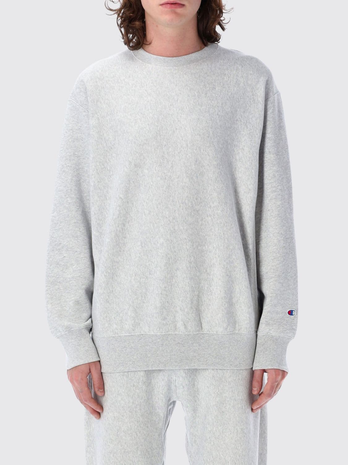 Champion Cotton Crewneck Sweatshirt with Dropped Shoulders